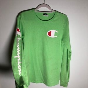 Champion Lime Green Long Sleeve Shirt - Small